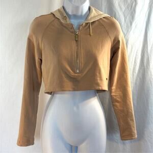 HOUSE of CB LONDON Cropped Pullover Hoodie Long Sleeve Beige XS